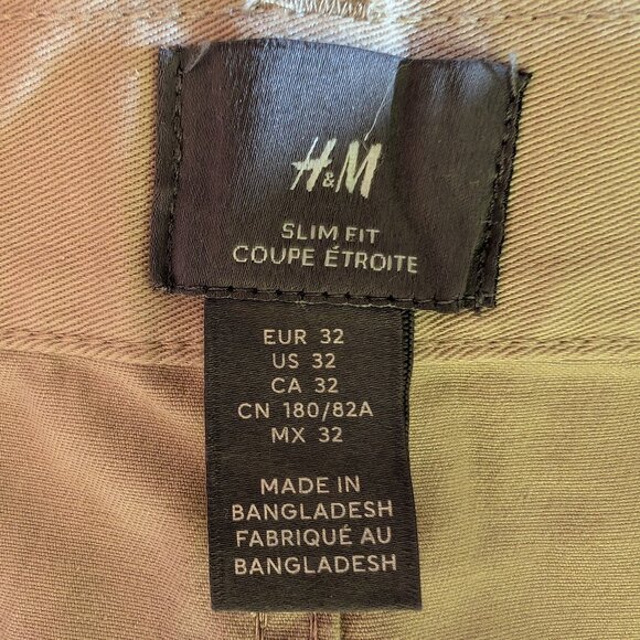 H&M Pants Slim Fit Tan Cotton/Elastane Pants Size 32 - Picture 9 of 14